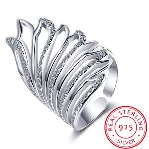 🌻 925 Sterling Silver Angel Wings Diamond Ring